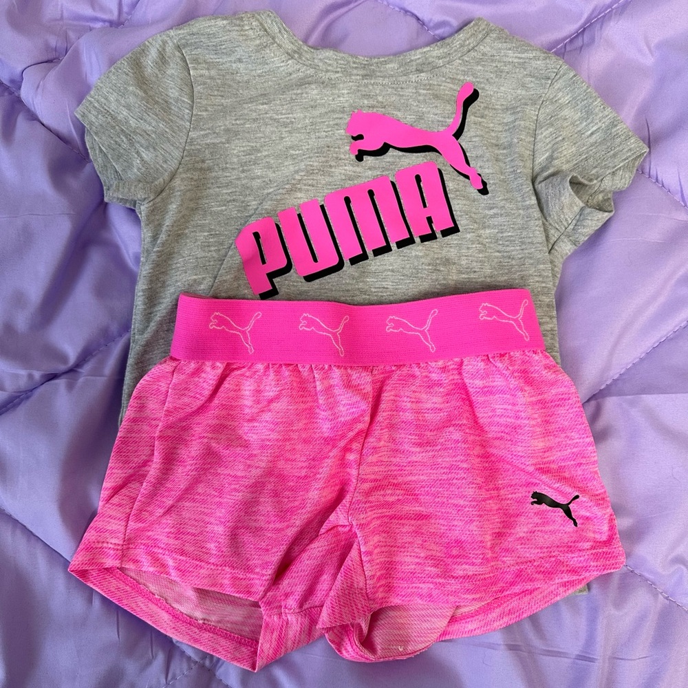 Toddler girls two-piece Puma short set.